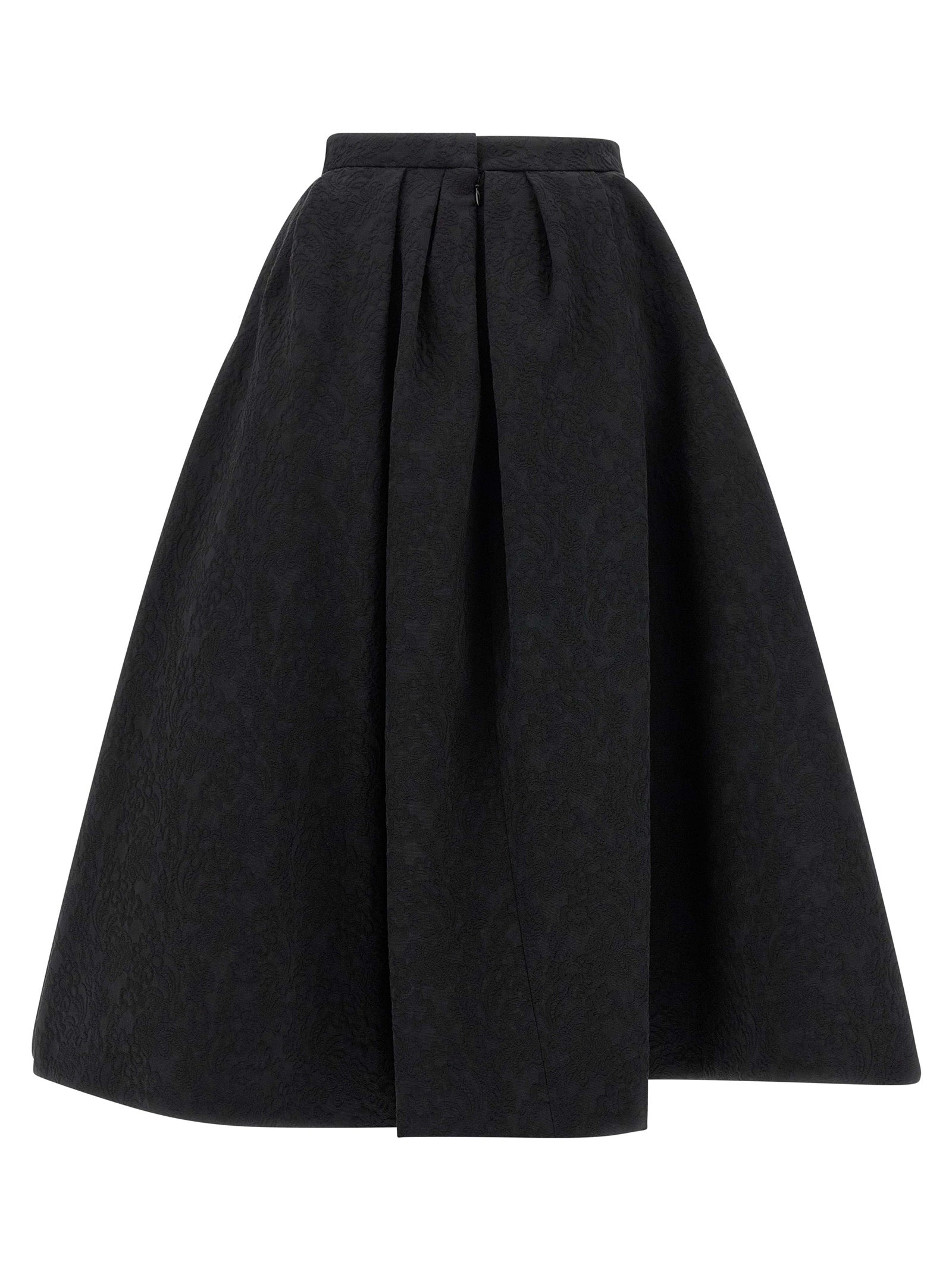 Black Cotton Midi Skirt