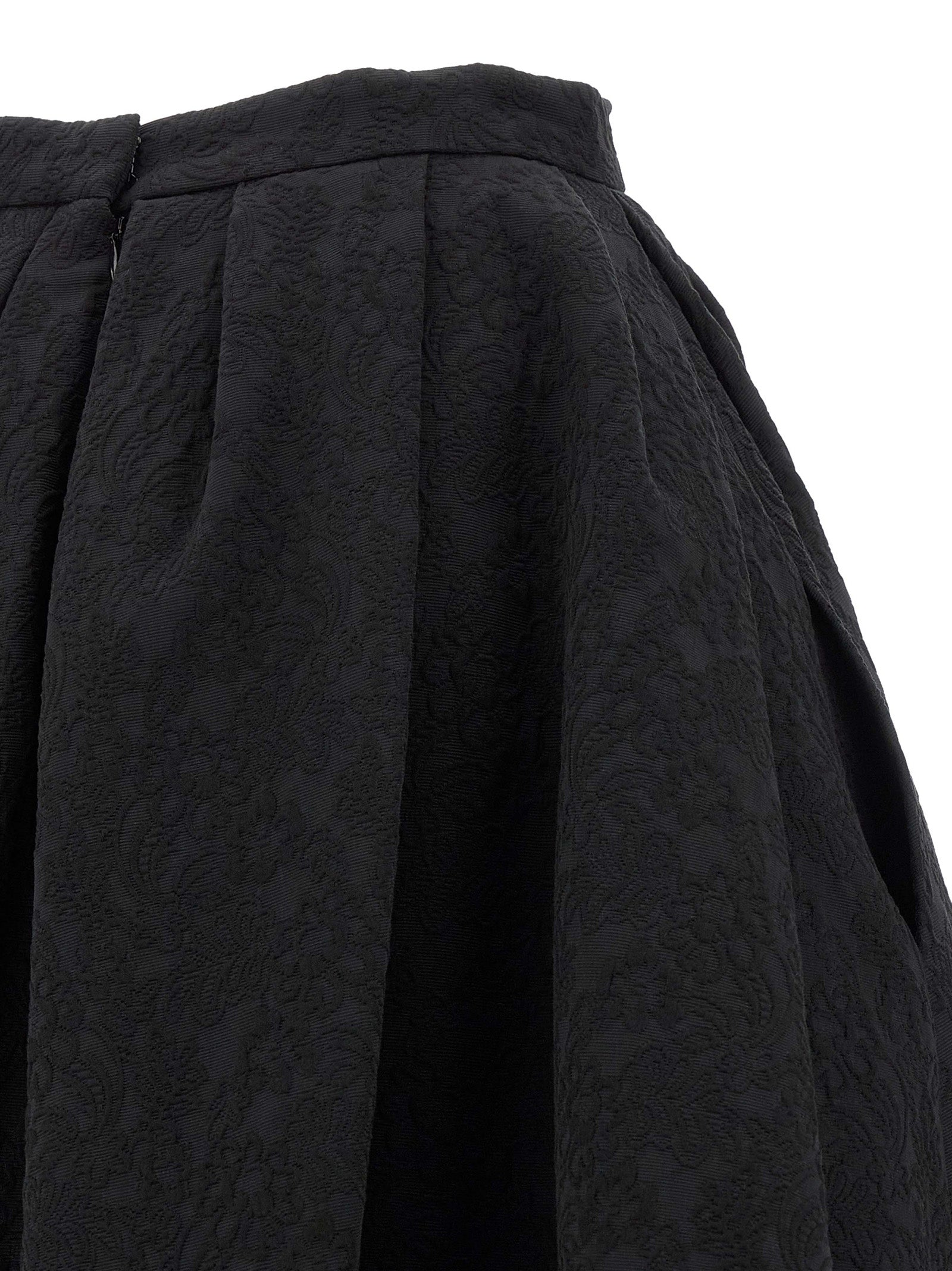 Black Cotton Midi Skirt