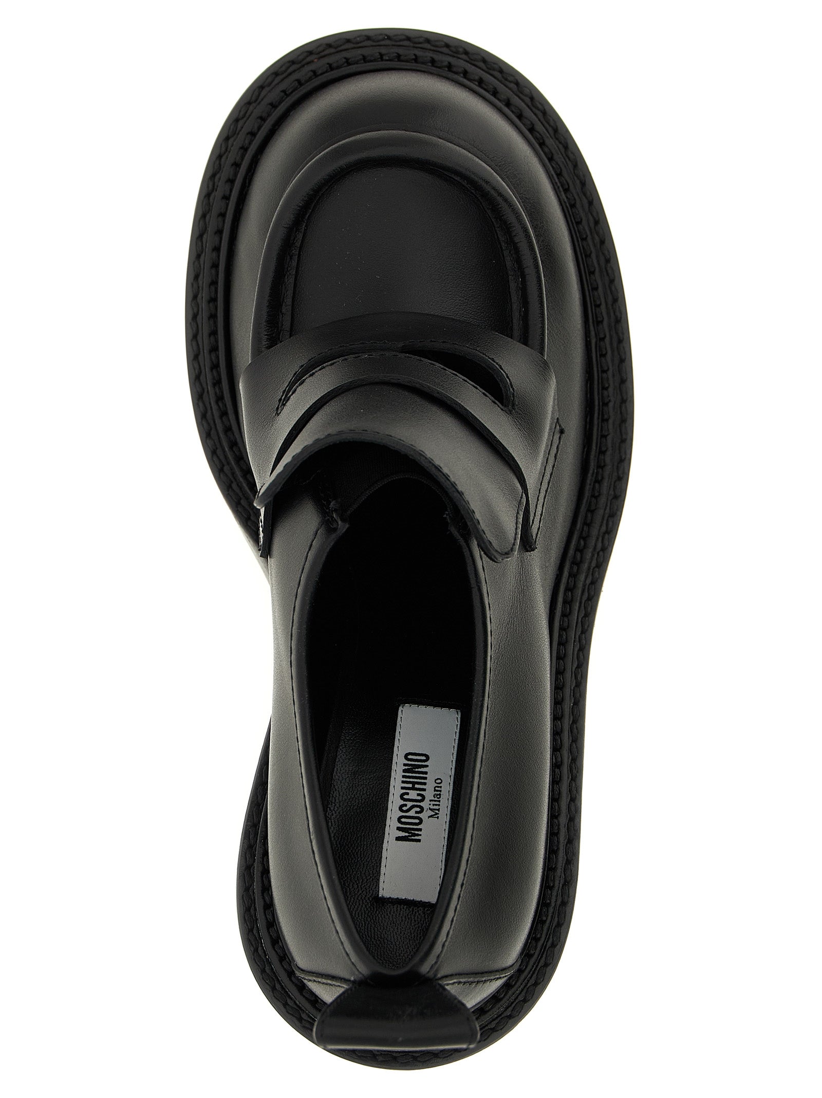 Black Leather Platform Loafers