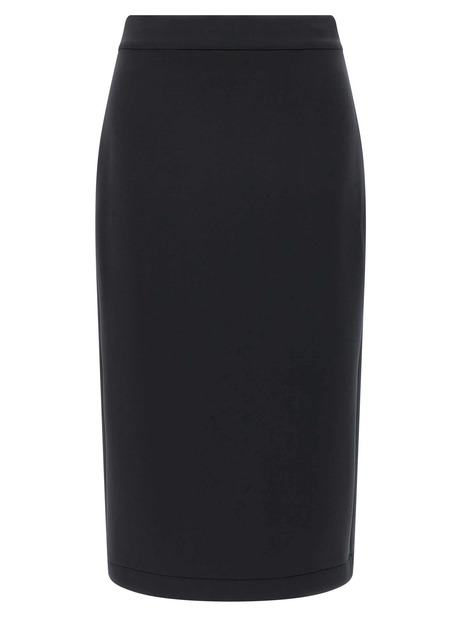 Black Polyester Midi Skirt