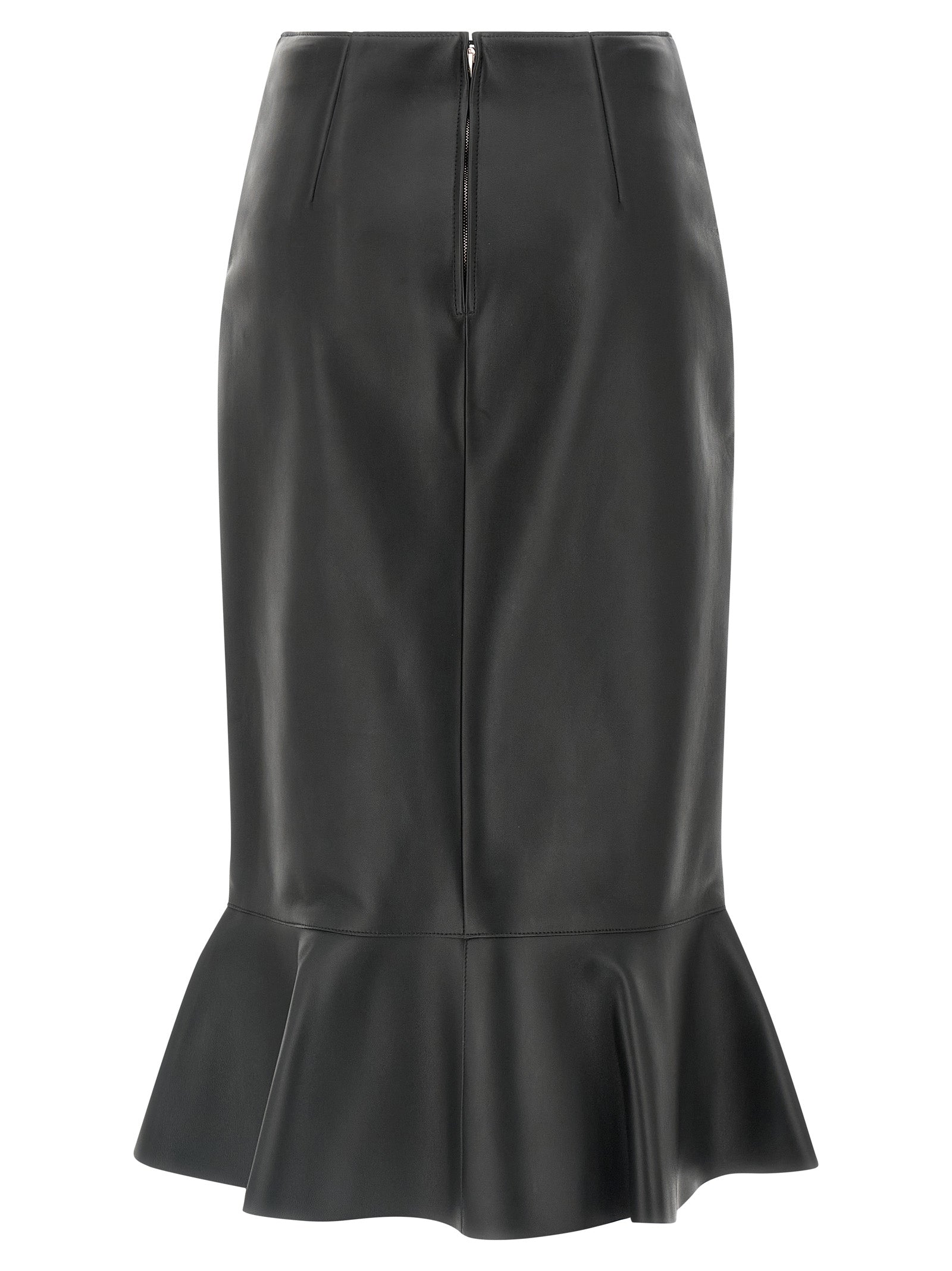 Black Lamb Leather Midi Skirt