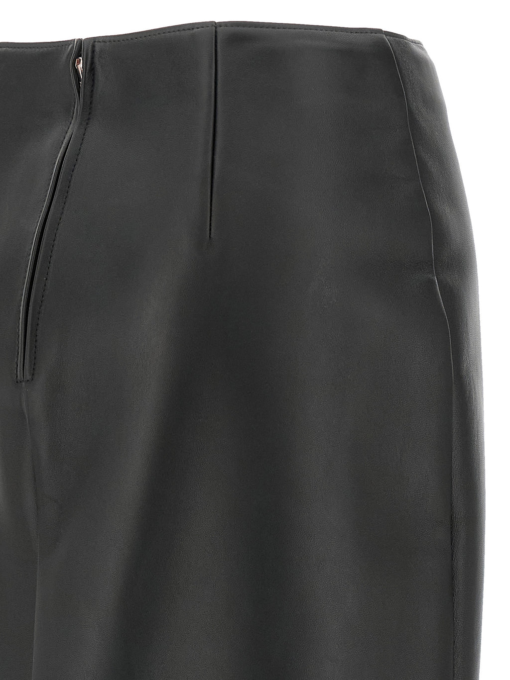Fendi Black Lamb Leather Midi Skirt