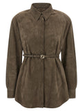 Fendi Gray Lamb Leather Blouse