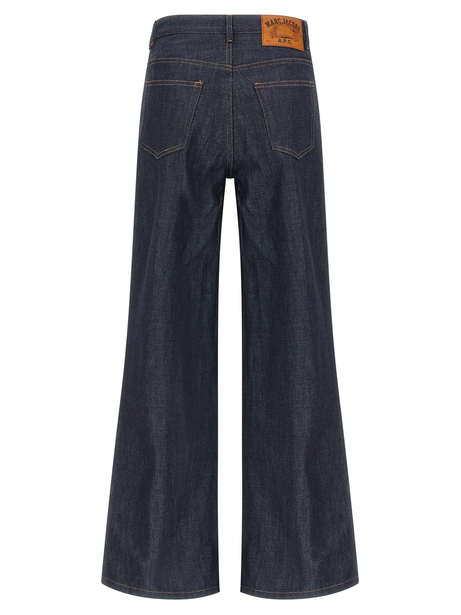 Blue Cotton Straight-Leg Jeans