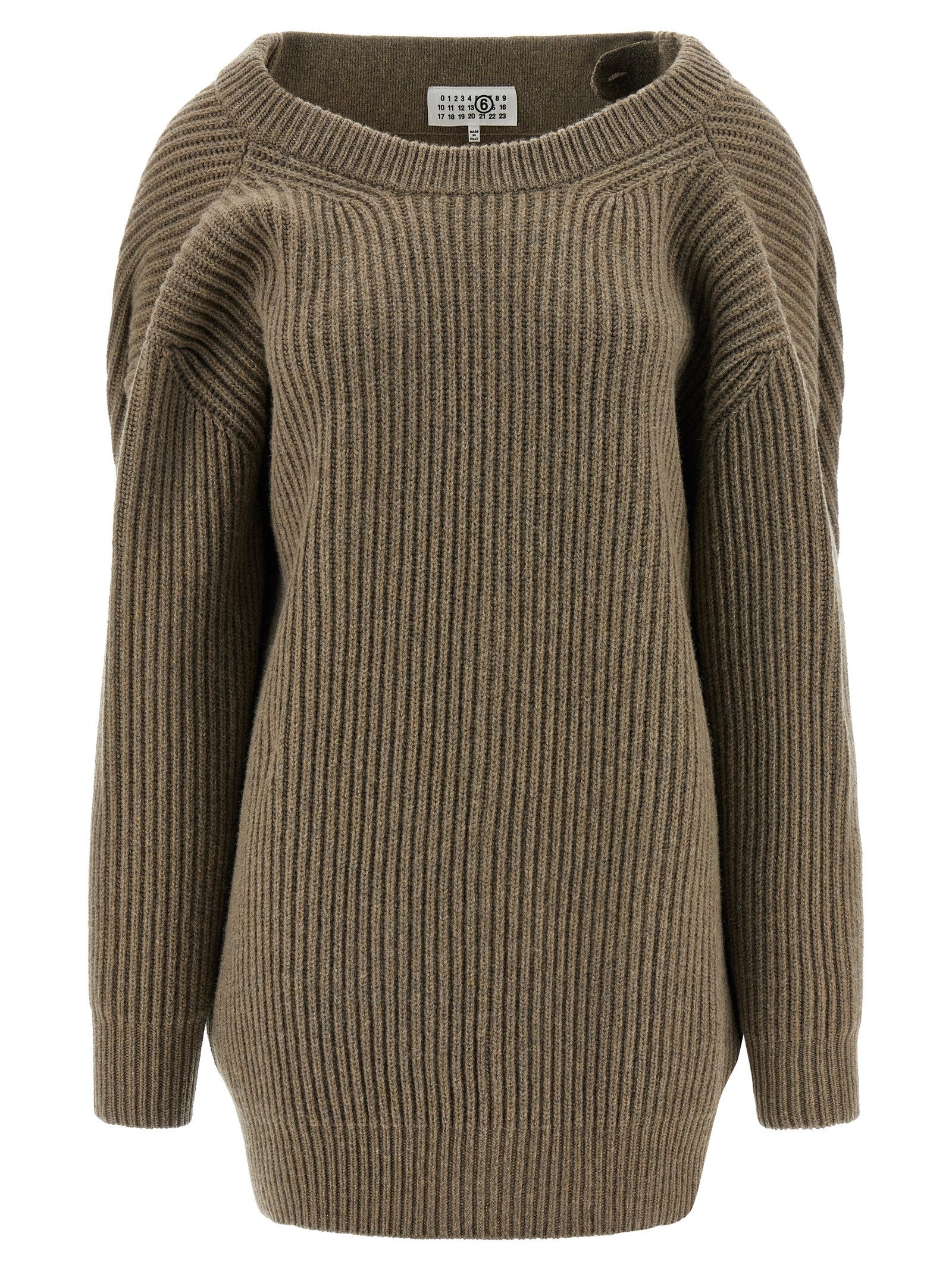 Beige Virgin Wool Short Dress