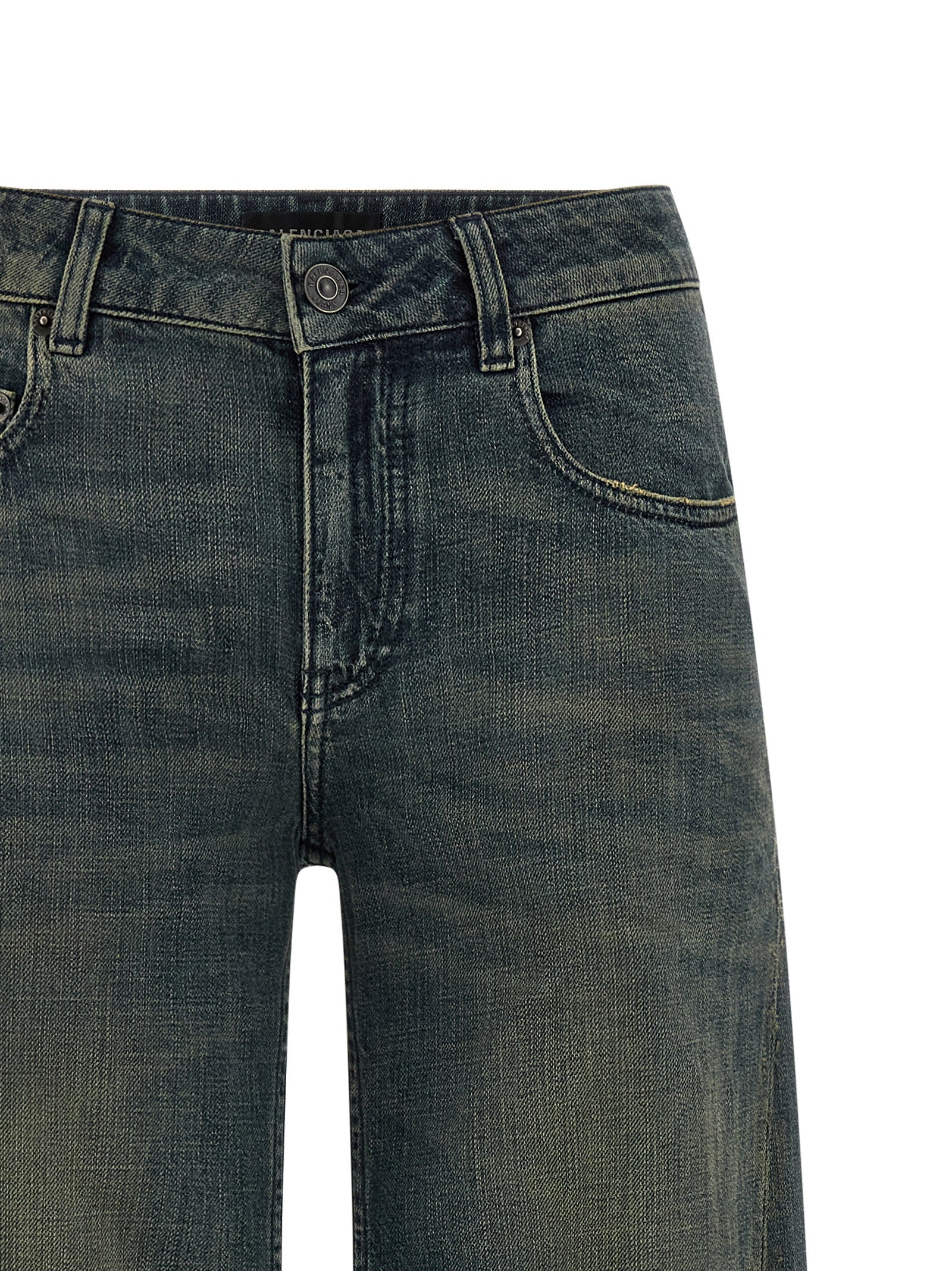 Blue Cotton Flared Jeans