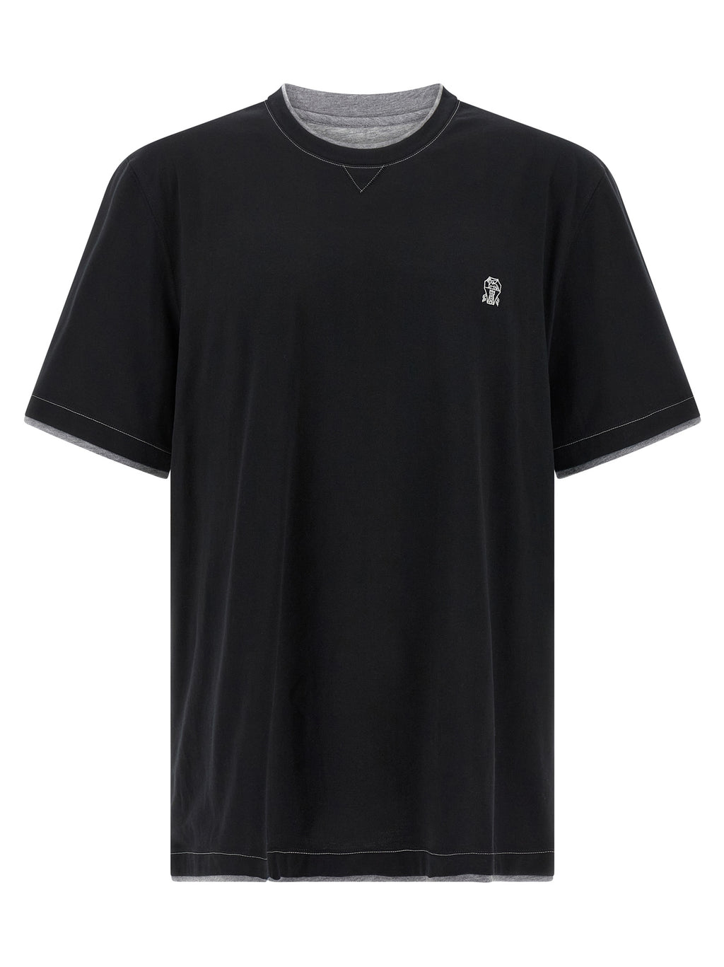 Brunello Cucinelli Black Cotton T-Shirt
