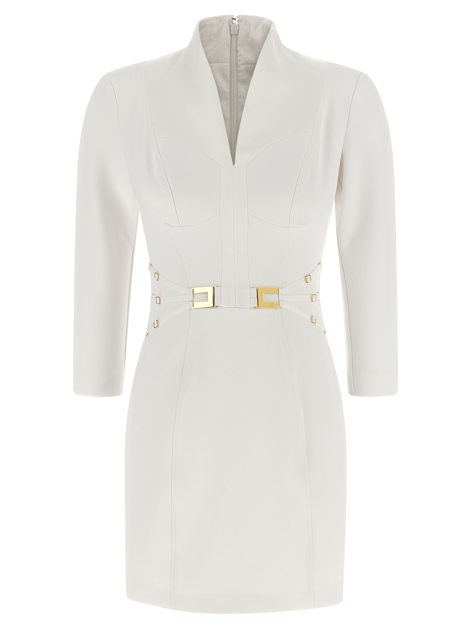 White Polyester Short Dress