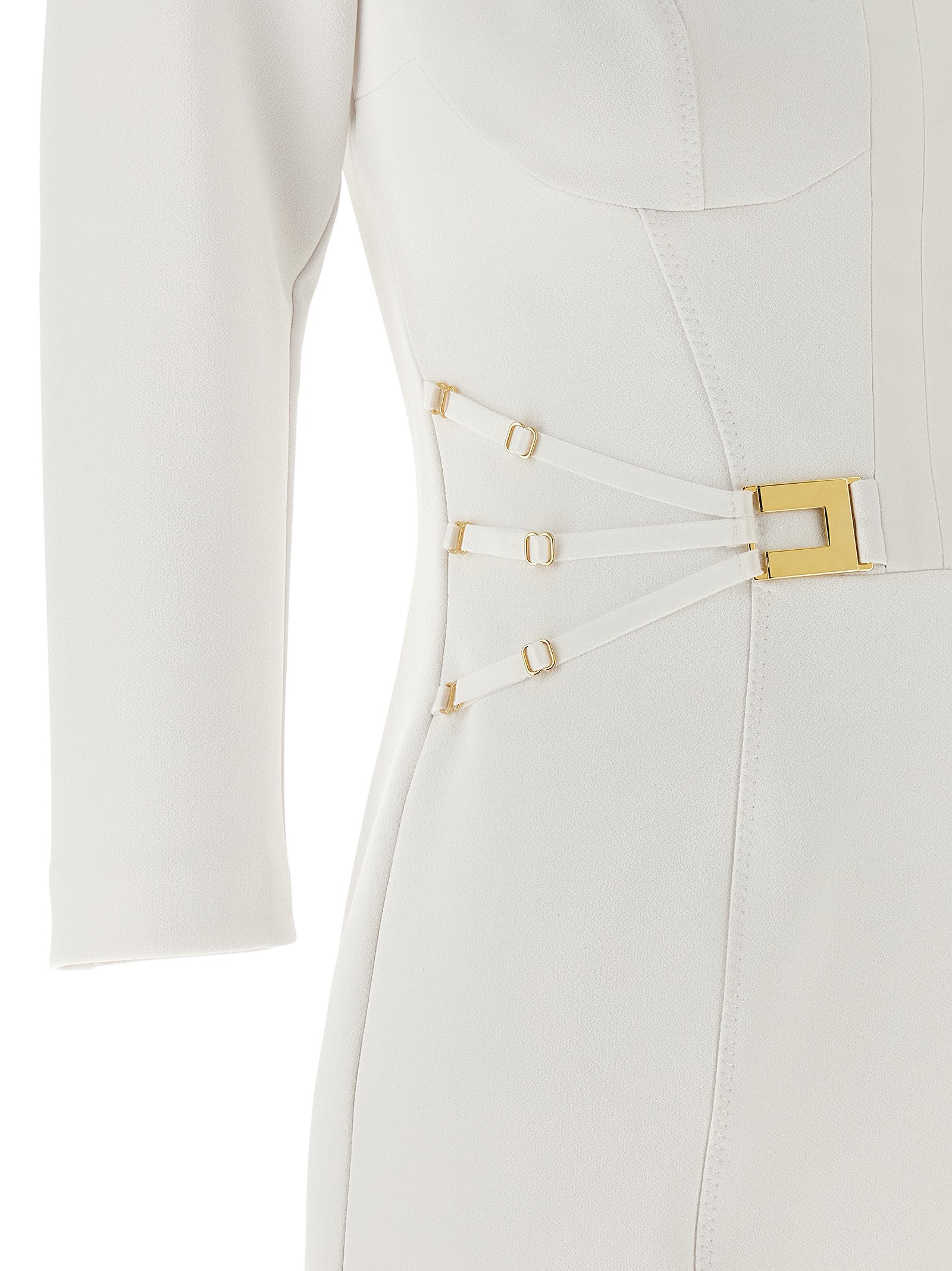 White Polyester Short Dress