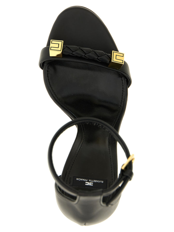 Elisabetta Franchi Svarte Skinn Sandaler med Stiletthæl