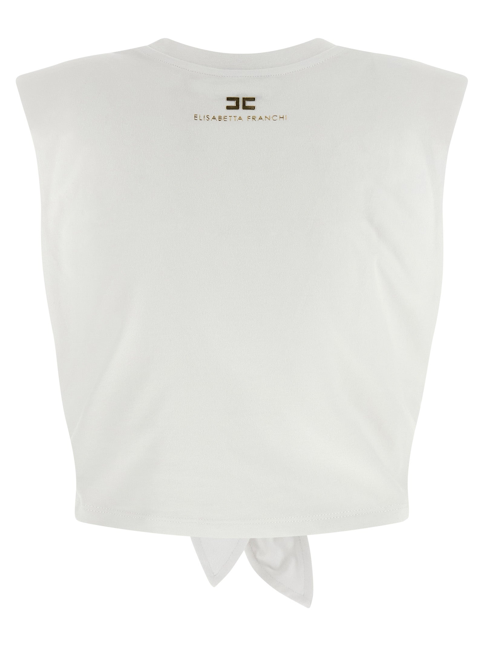 White Cotton Sleeveles T-Shirt