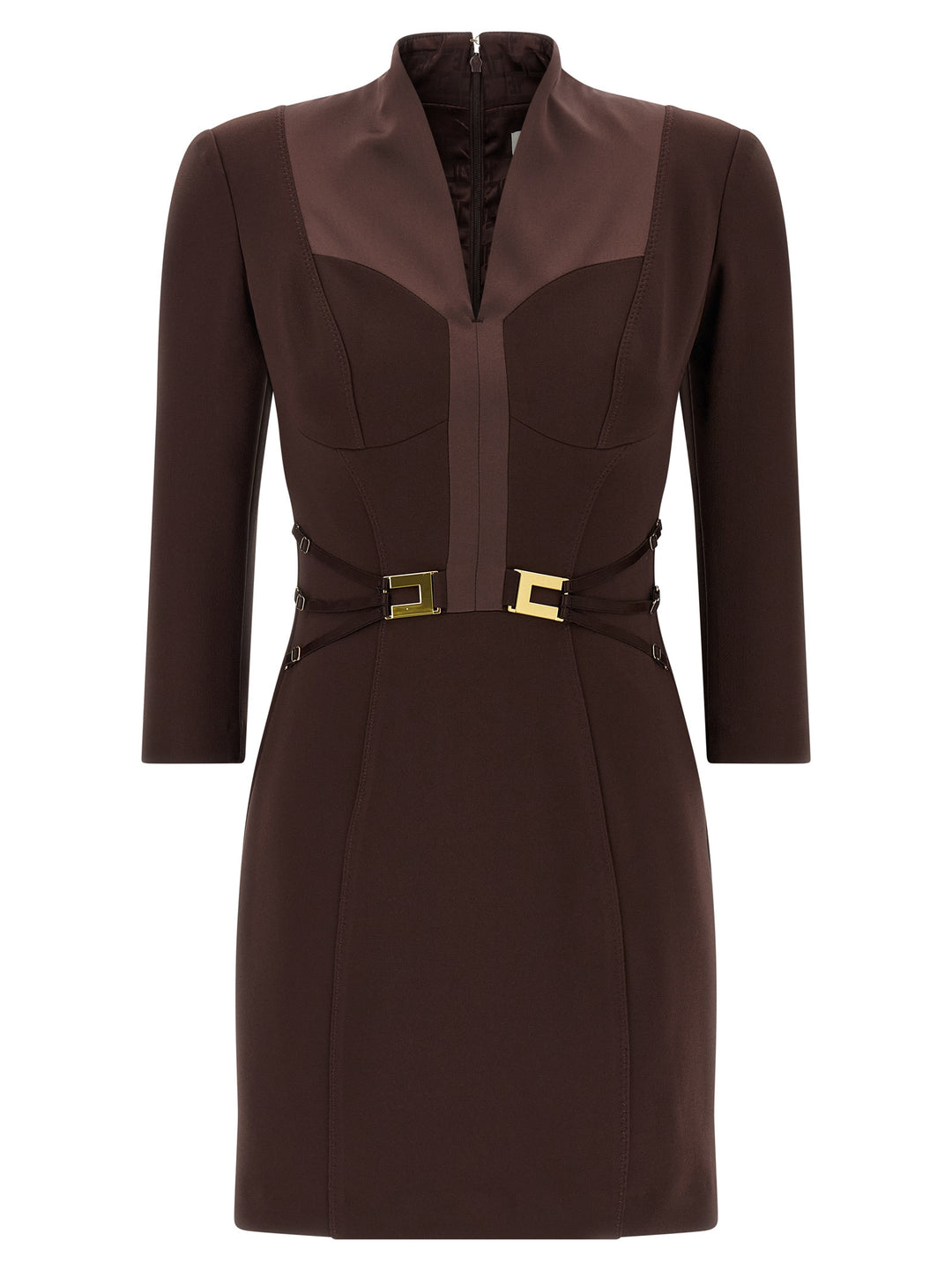 Elisabetta Franchi Brun Polyester Kort Kjole