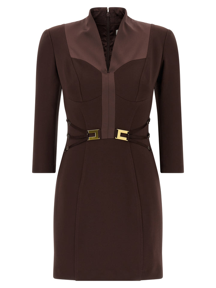 Elisabetta Franchi Brun Polyester Kort Kjole
