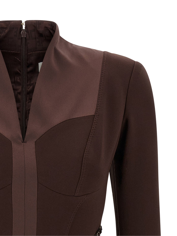 Elisabetta Franchi Brun Polyester Kort Kjole