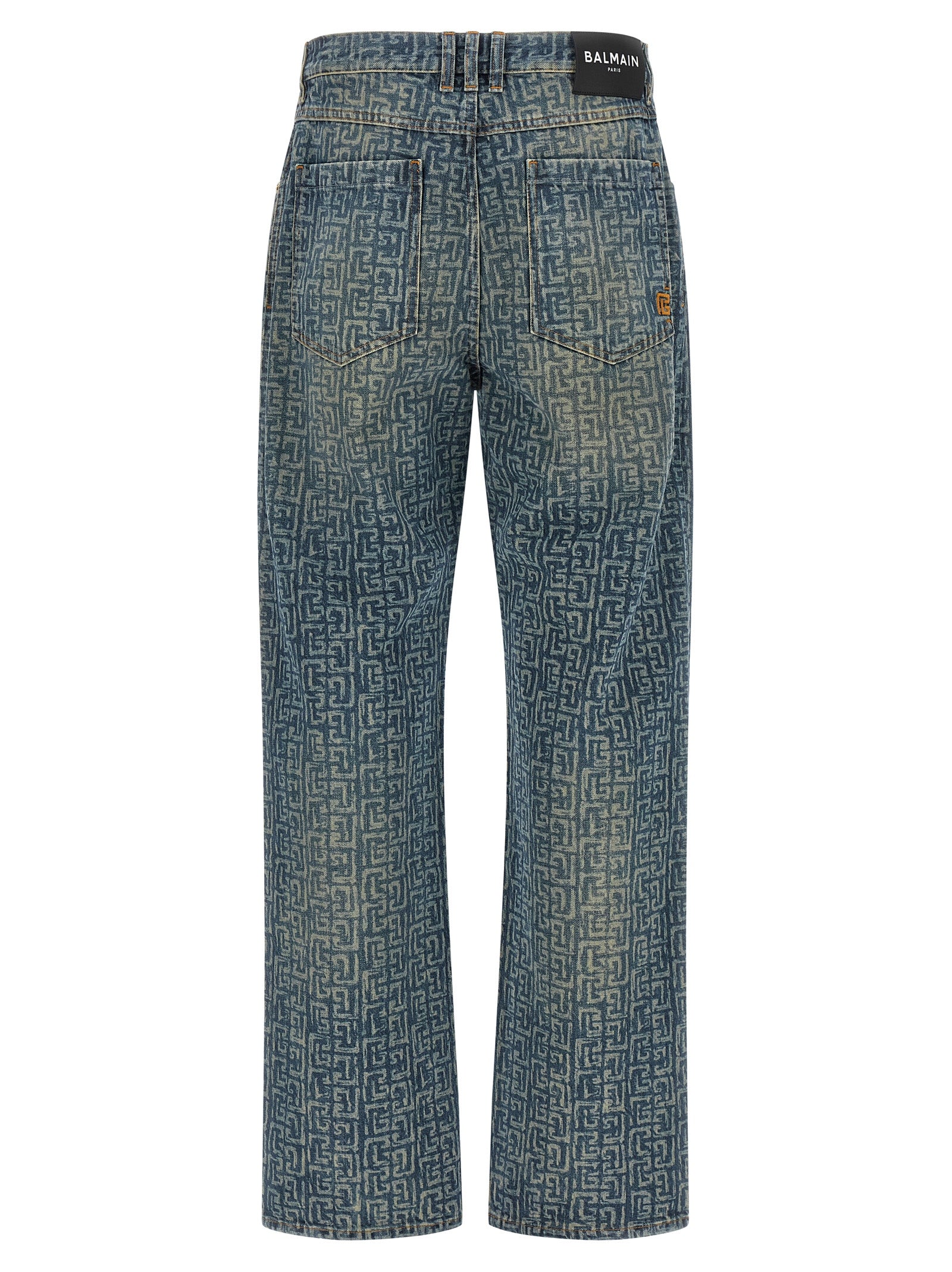 Blue Cotton Straight-Leg Jeans