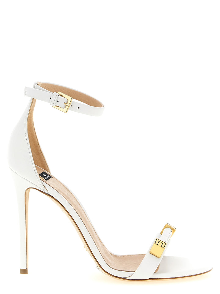 Elisabetta Franchi hvite sandaler med stiletthæl i skinn