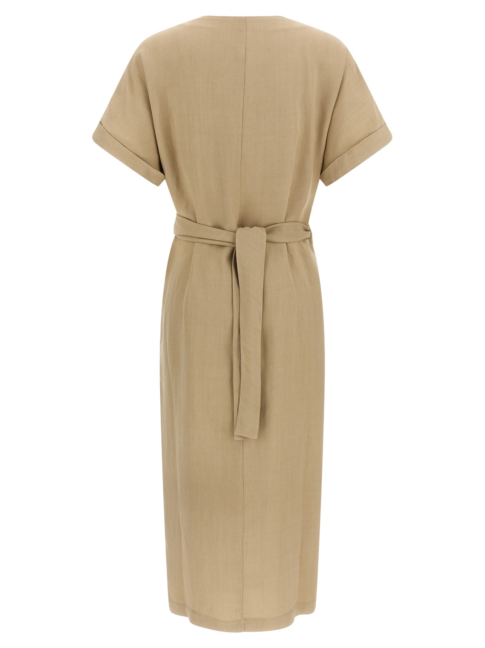Brunello Cucinelli Beige Viscose Midi Dress