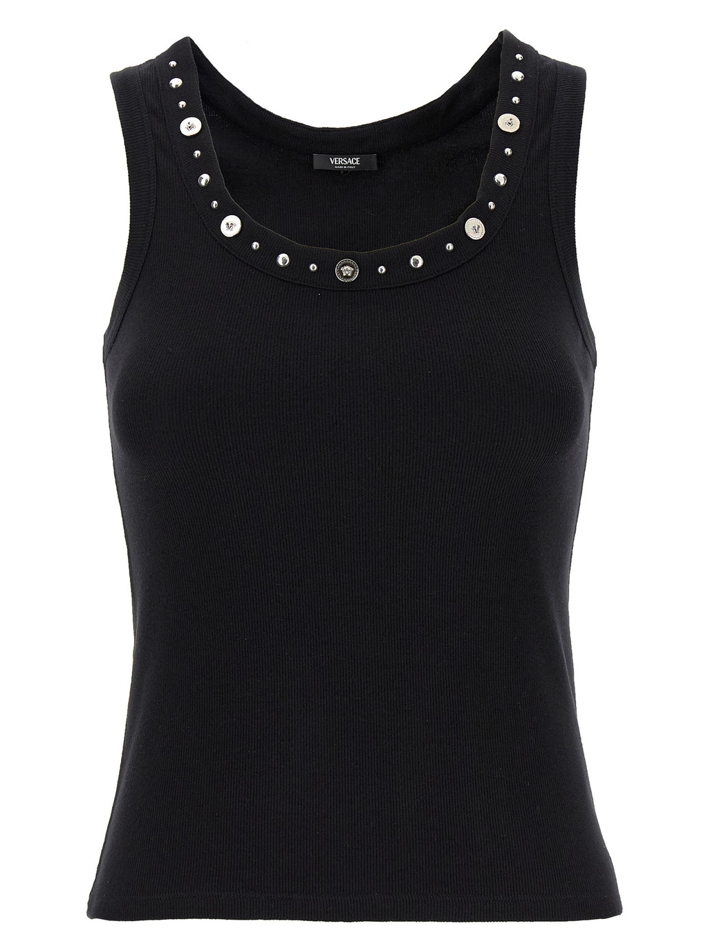 Versace Black Cotton Sleeveles T-Shirt