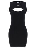 Off-White Bicolor Cotton Short Dress