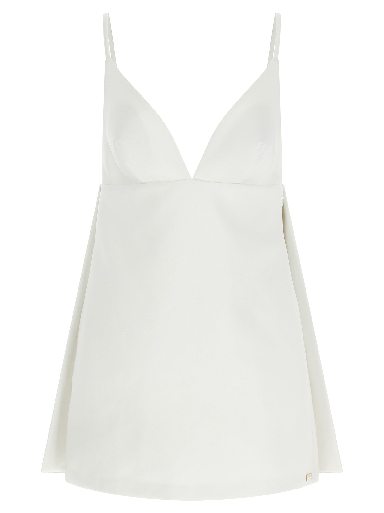 White Polyester Short Dress