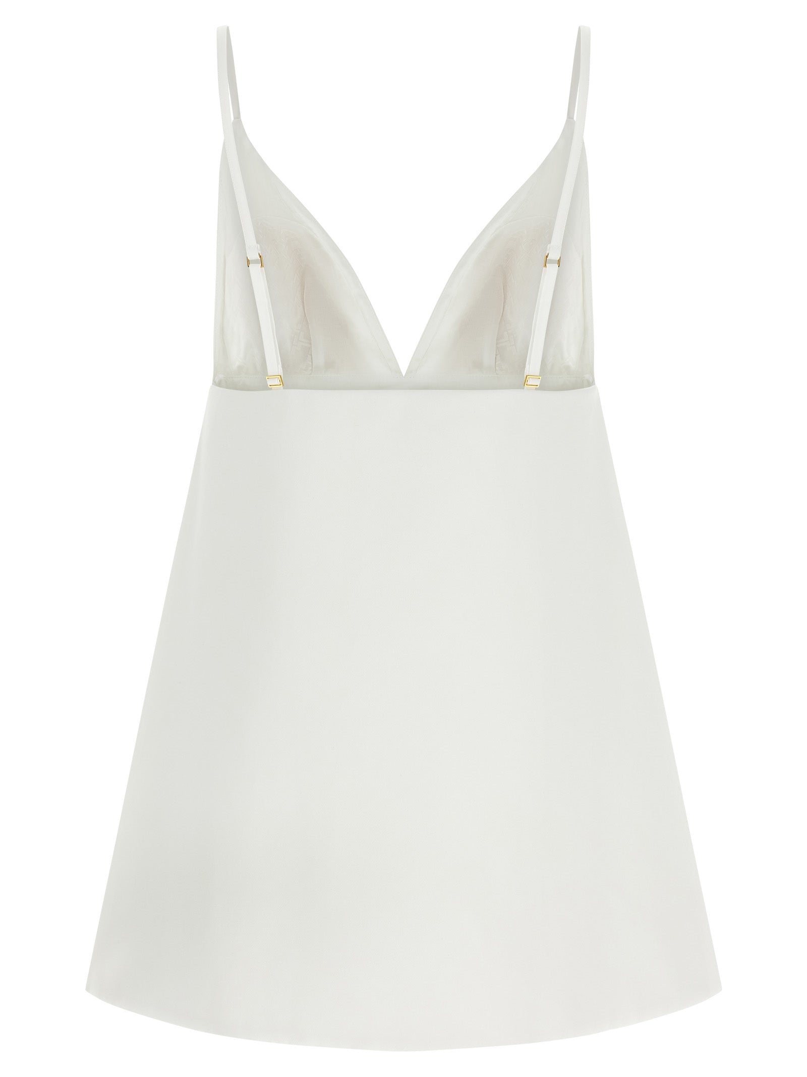 White Polyester Short Dress