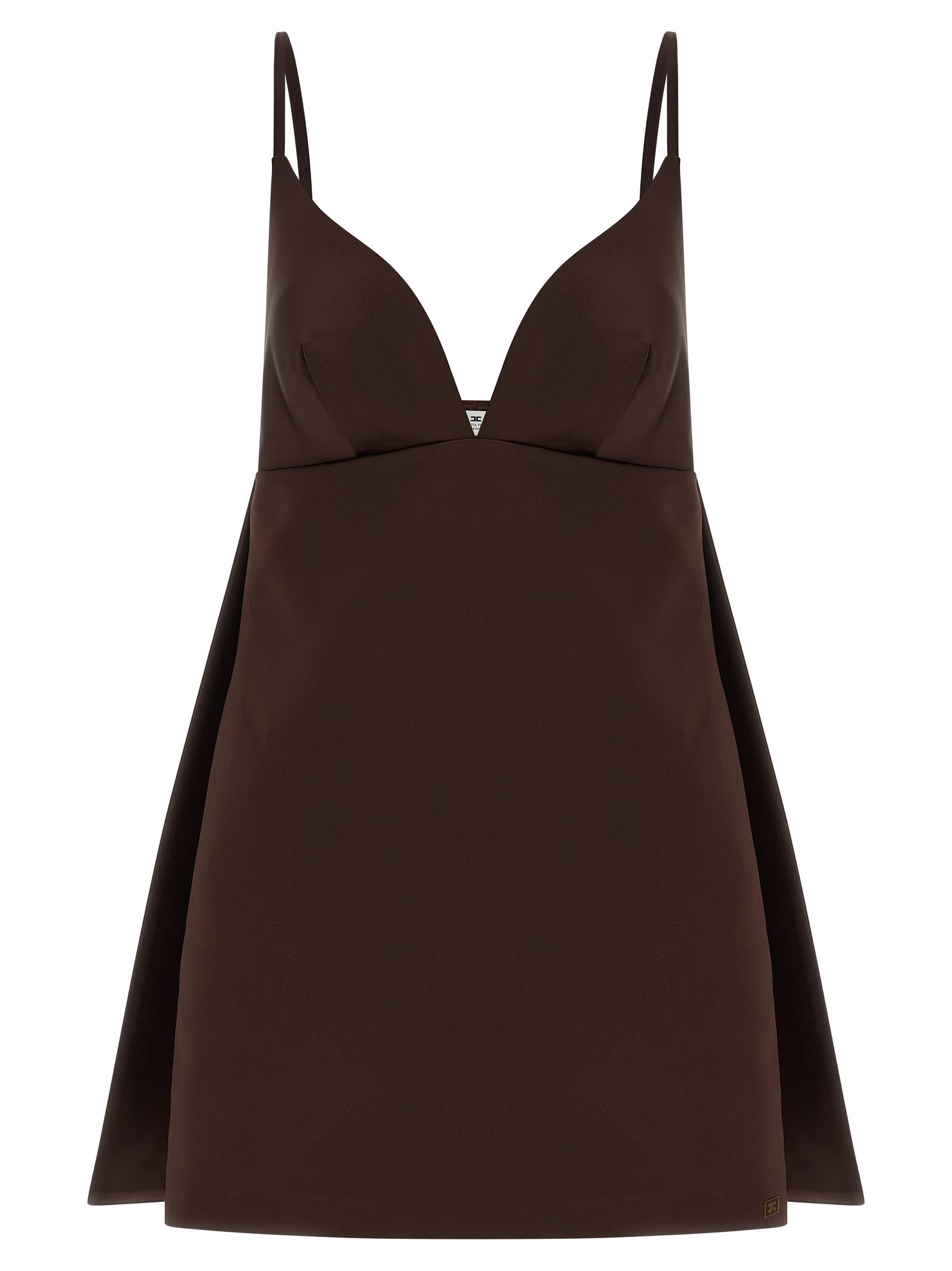 Brown Polyester Short Dress
