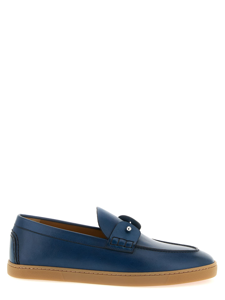 Christian Louboutin slip-on loafers i blått kalveskinn