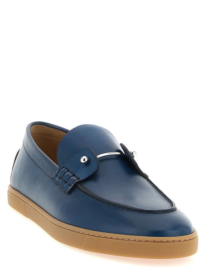 Christian Louboutin slip-on loafers i blått kalveskinn