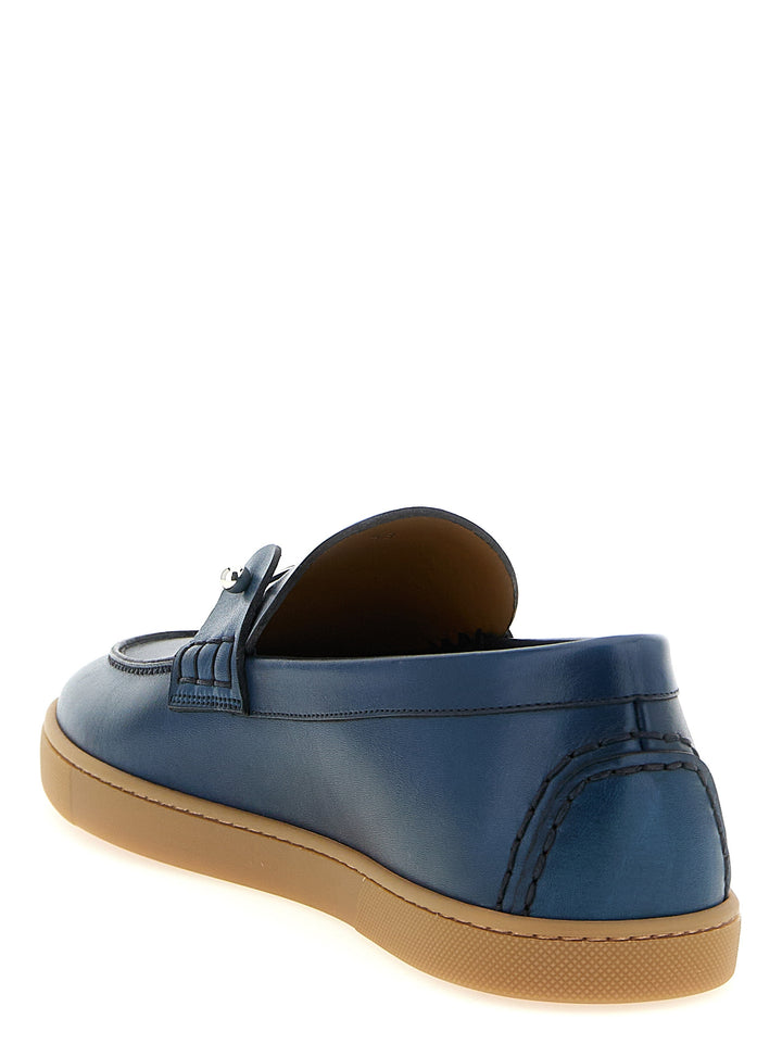 Christian Louboutin slip-on loafers i blått kalveskinn