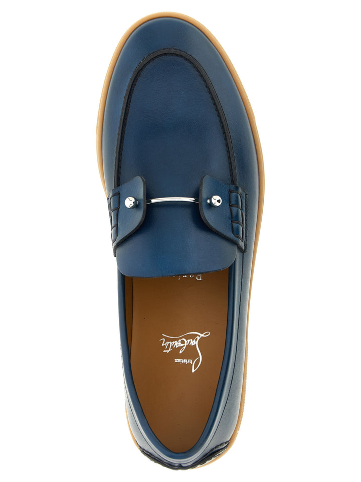 Christian Louboutin slip-on loafers i blått kalveskinn