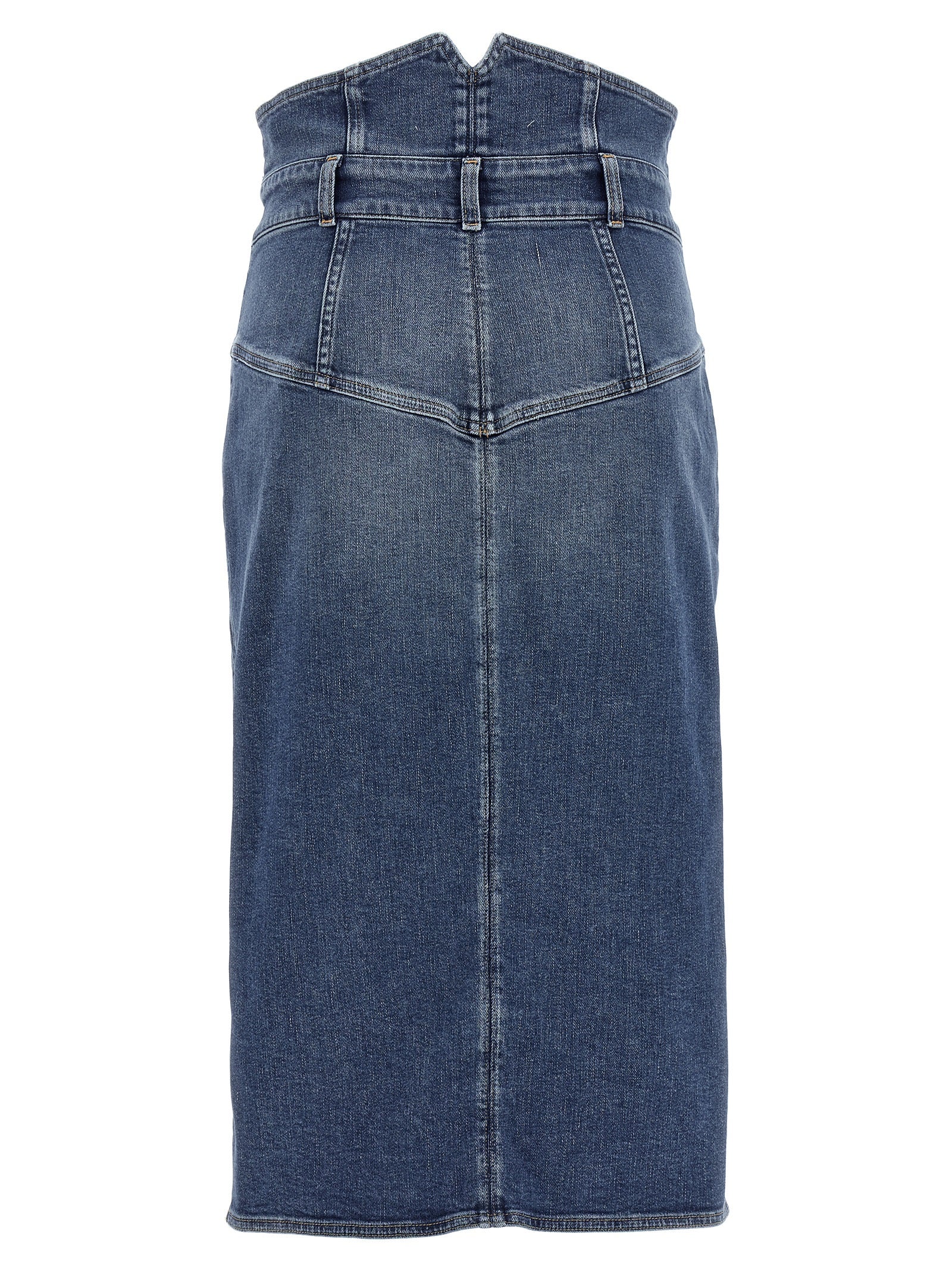 Blue Cotton Midi Skirt