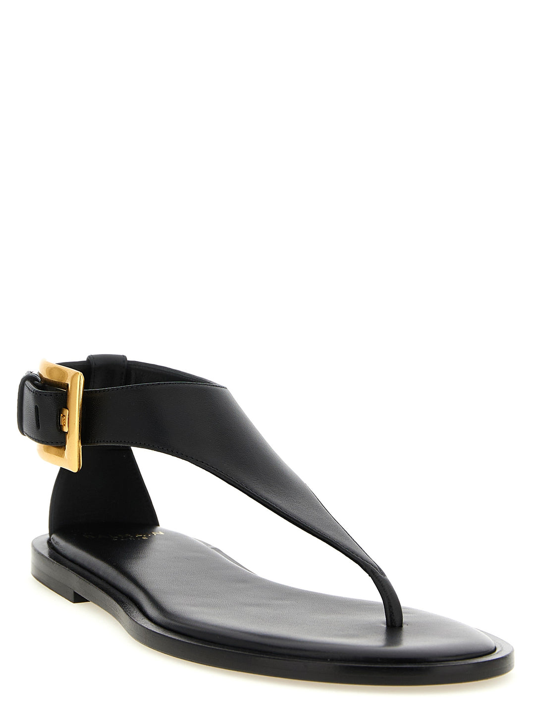 Balmain Sorte Flate Sandaler i Lammeskinn