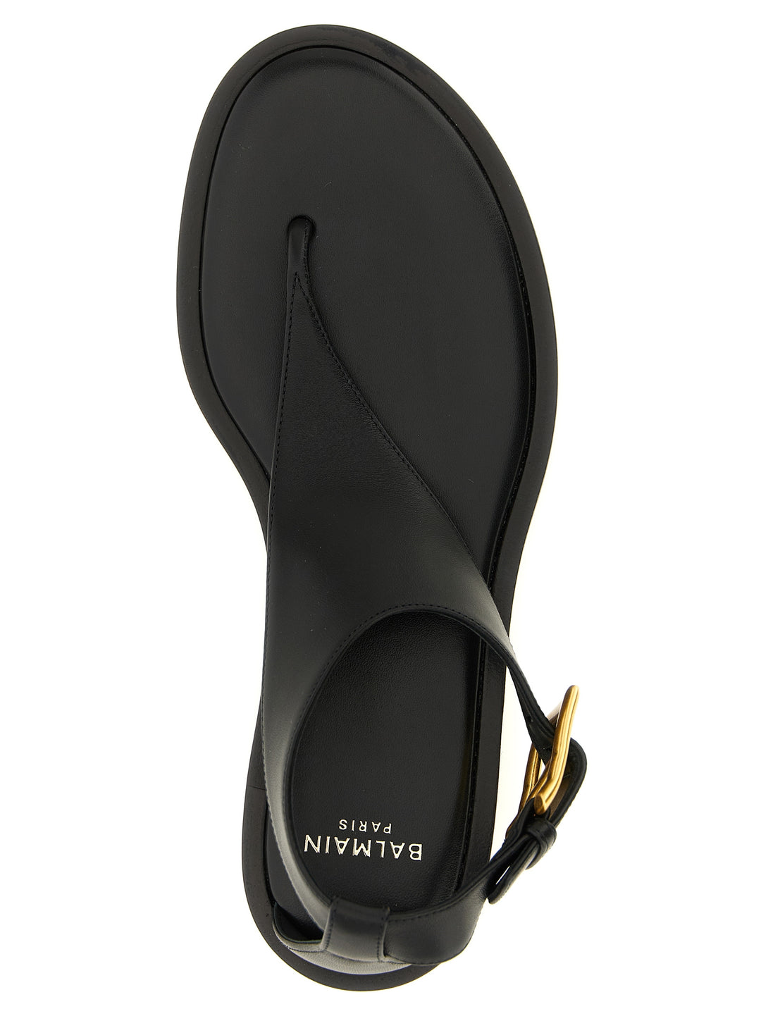 Balmain Sorte Flate Sandaler i Lammeskinn