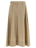 Brunello Cucinelli Beige Cotton Midi Skirt