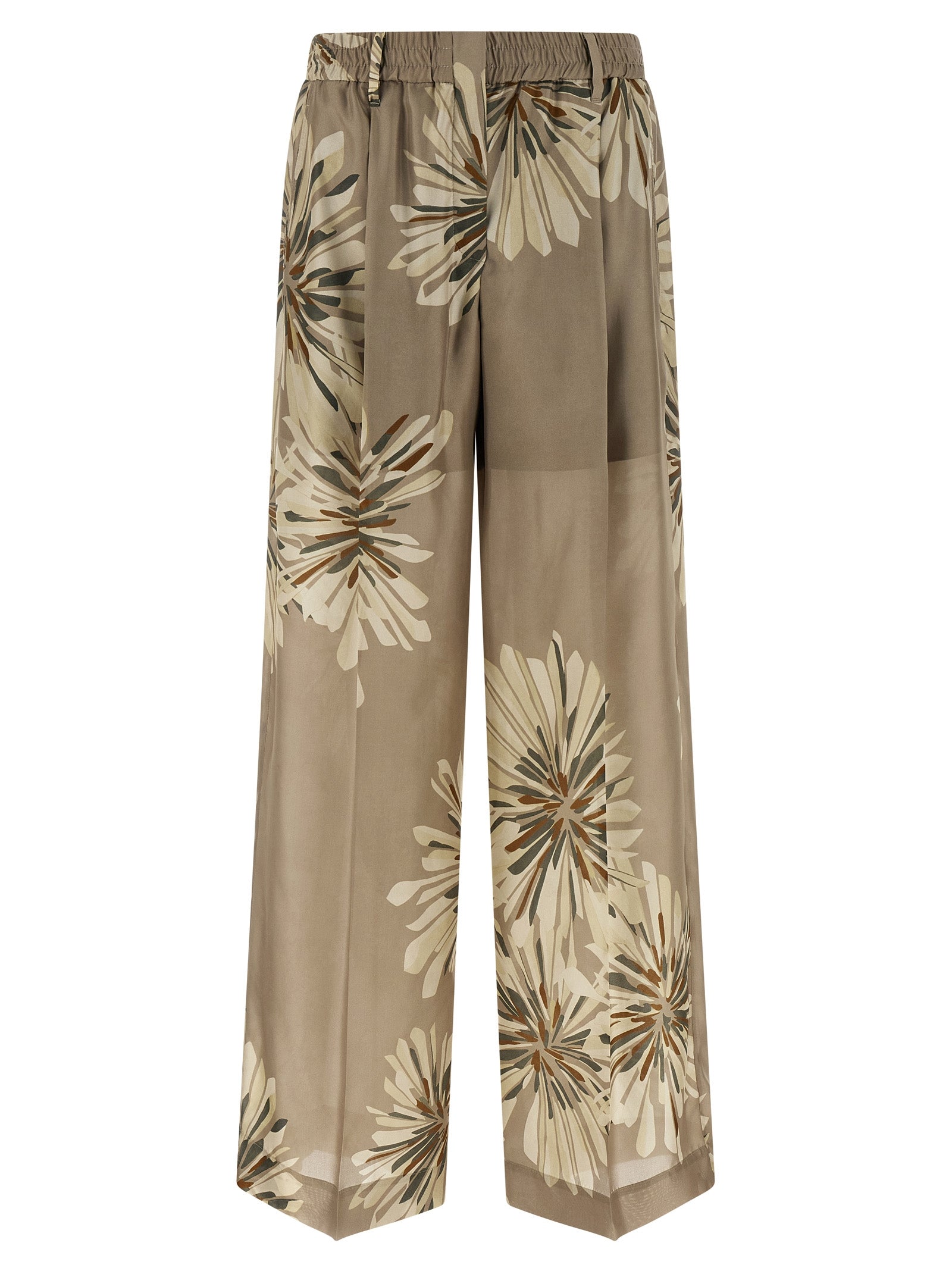 Bicolor Silk Casual Pants