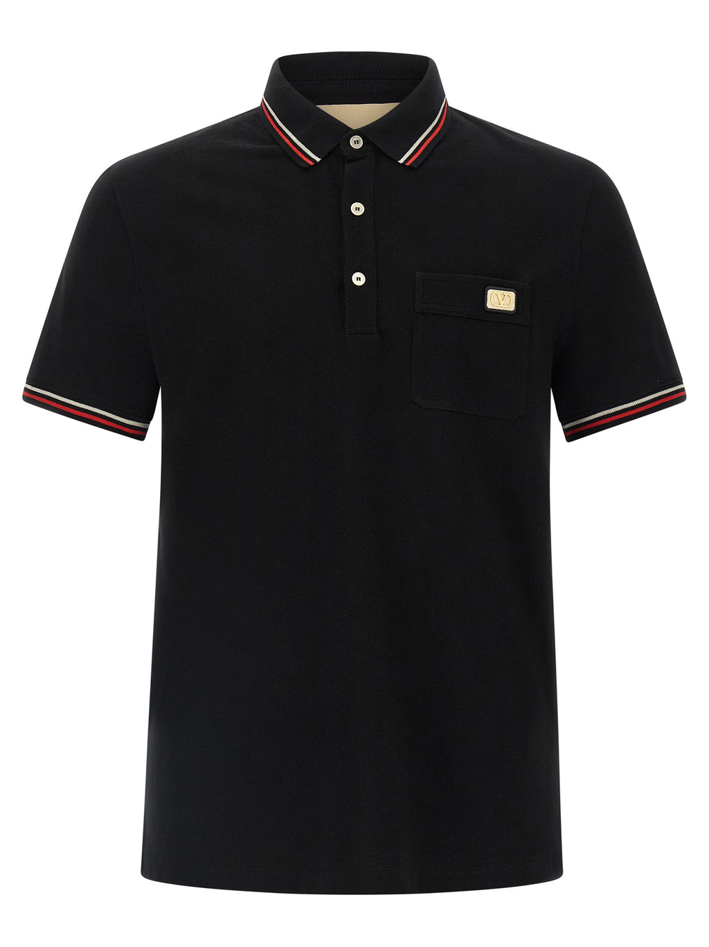Valentino Garavani Black Cotton Polo Shirt
