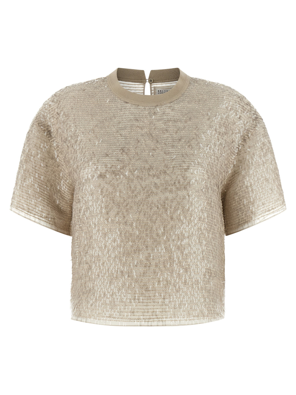 Brunello Cucinelli Beige Silk T-Shirt