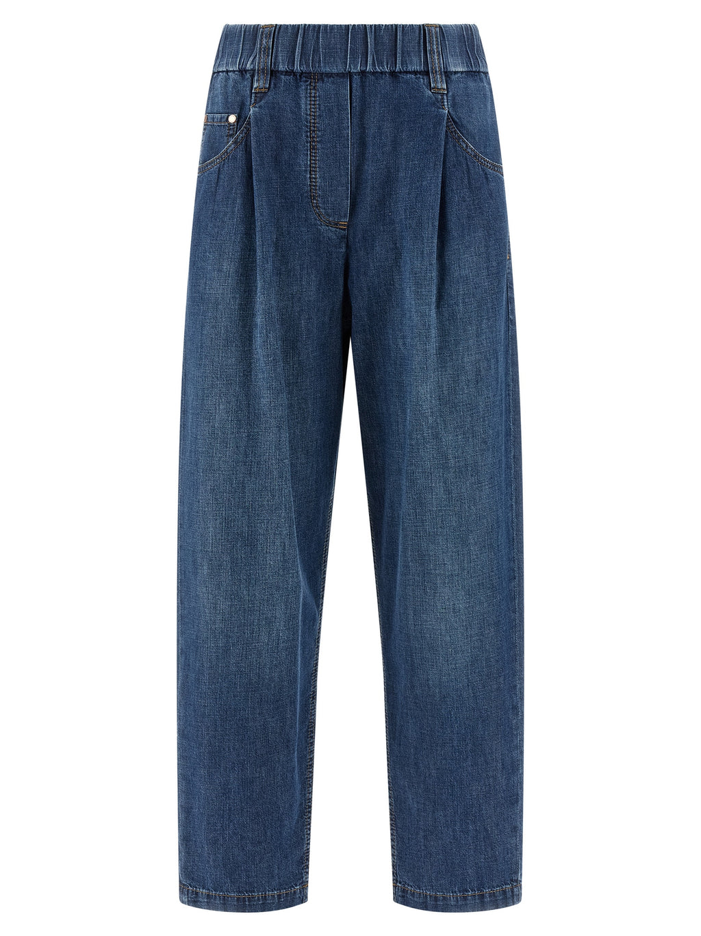 Brunello Cucinelli Blue Cotton Relaxed Fit Jeans