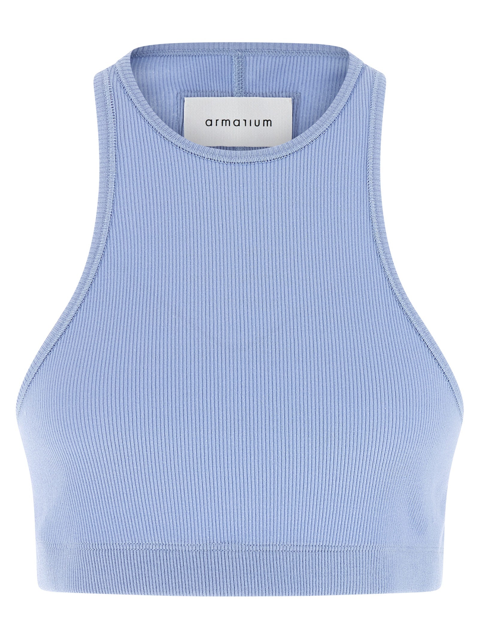 Blue Cotton Sleeveles T-Shirt