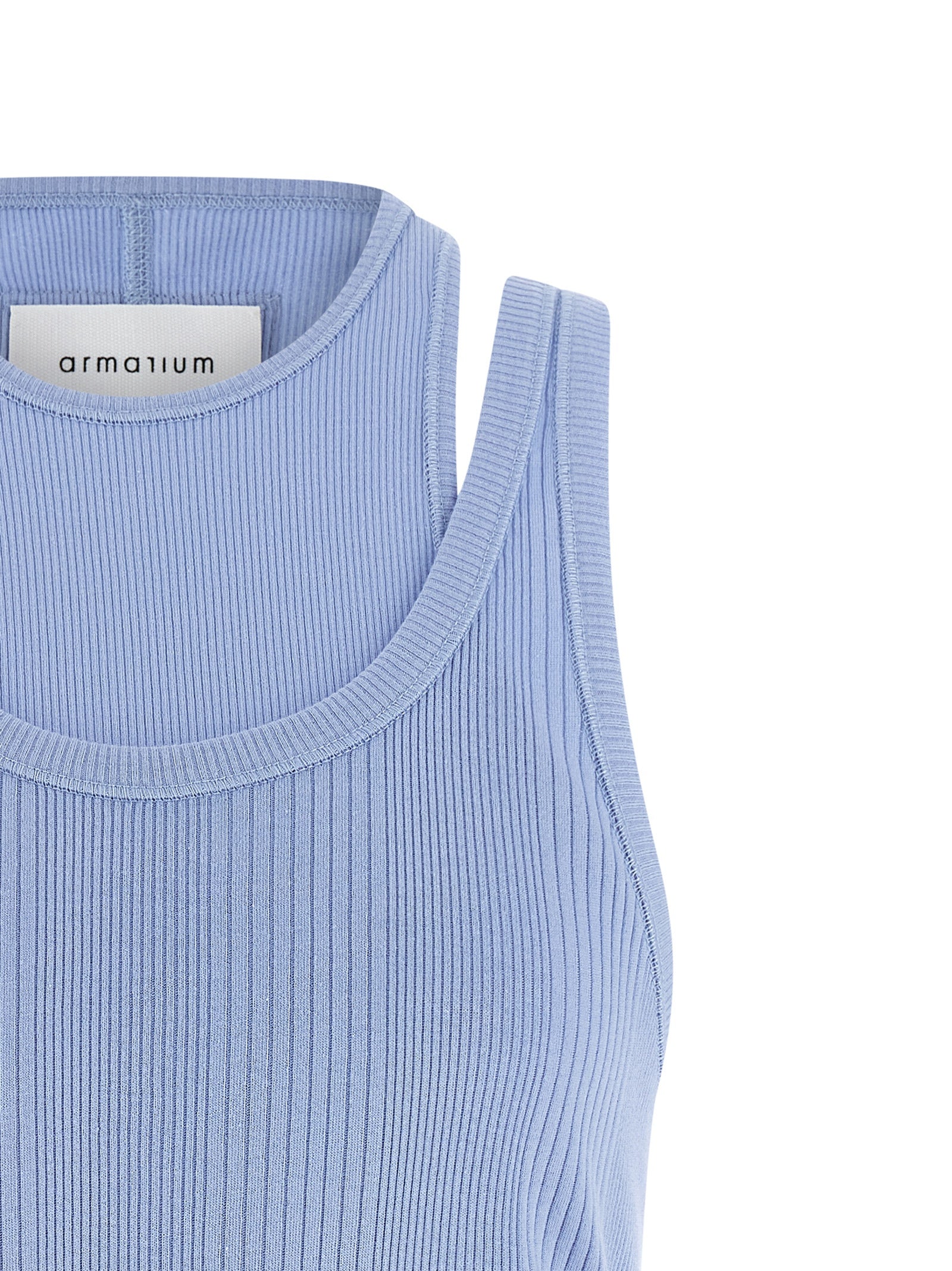 Blue Cotton Sleeveles T-Shirt