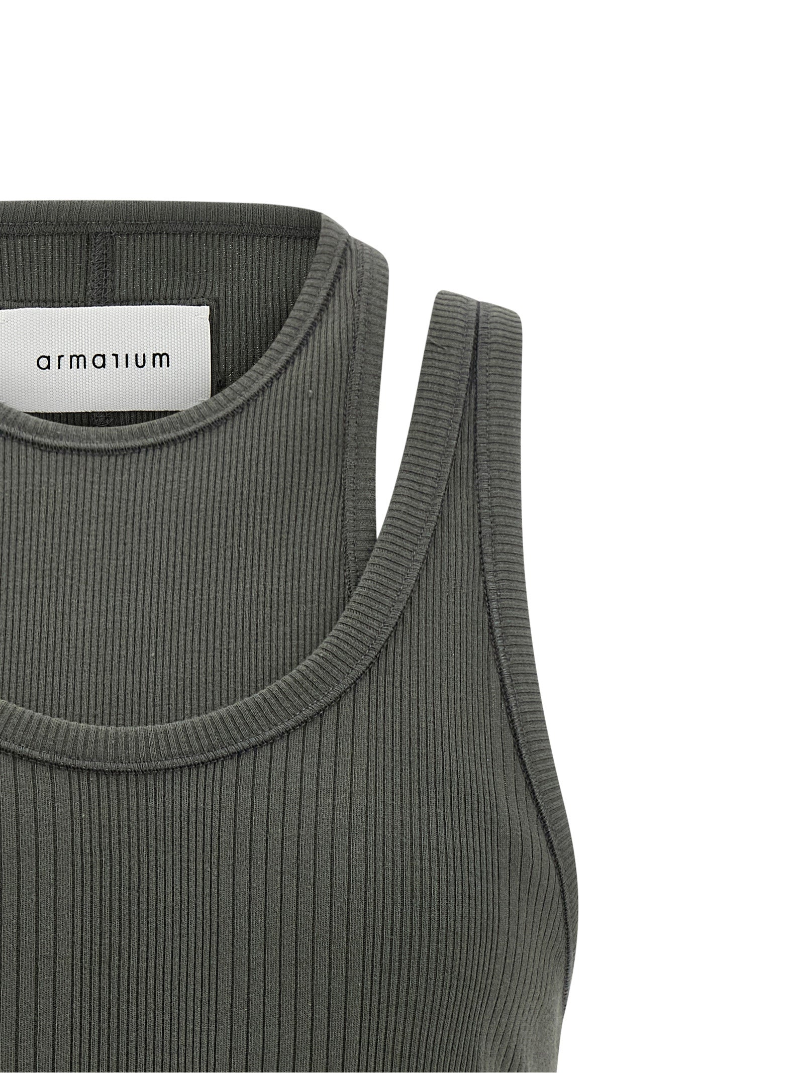 Gray Cotton Sleeveles T-Shirt