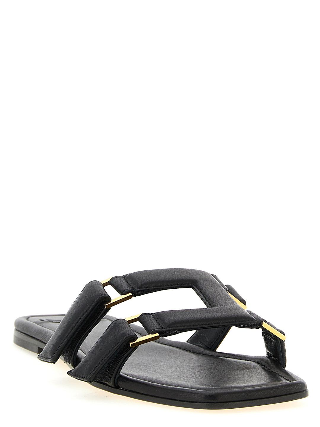 Elisabetta Franchi Svarte Lammeskinnssandaler