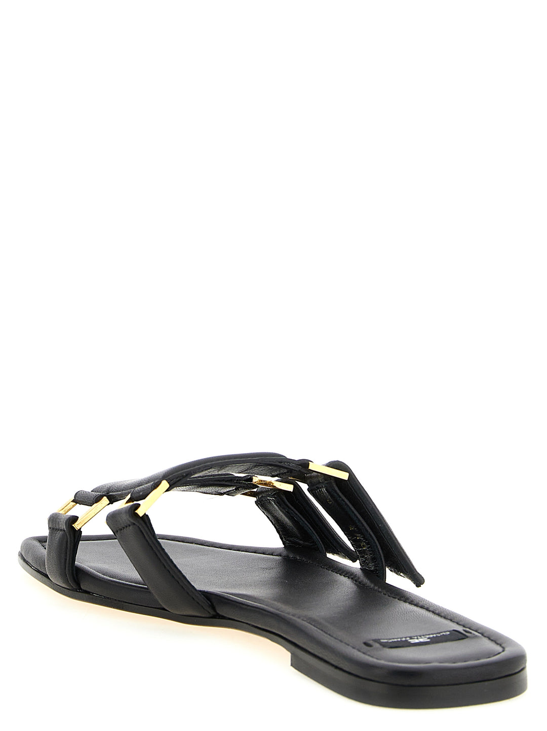 Elisabetta Franchi Svarte Lammeskinnssandaler