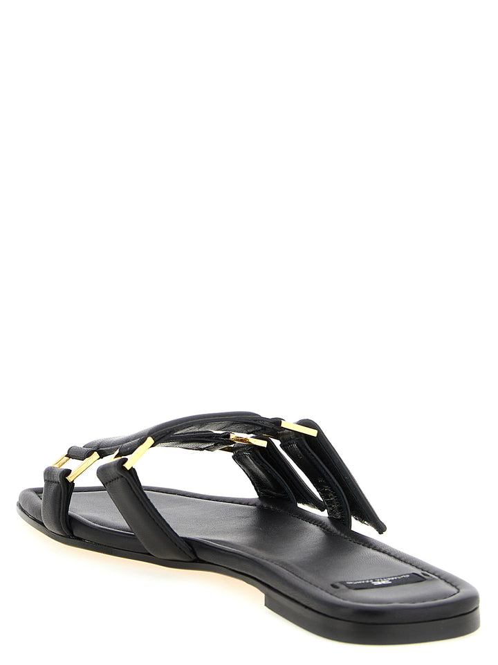 Elisabetta Franchi Svarte Lammeskinnssandaler