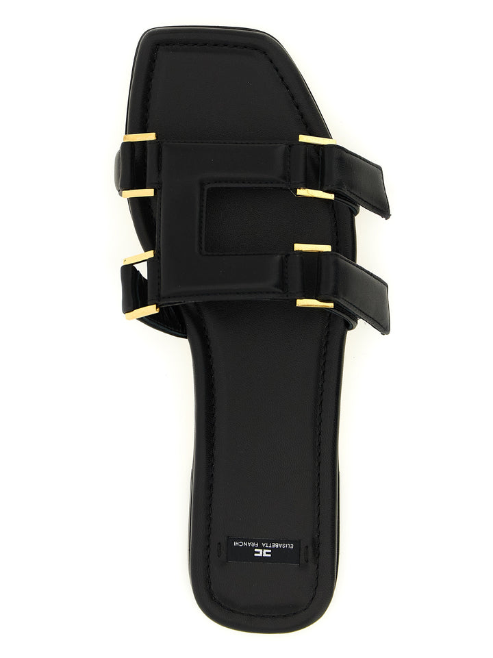 Elisabetta Franchi Svarte Lammeskinnssandaler