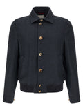Brunello Cucinelli Blue Sisal Biker Jacket