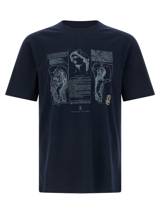 Brunello Cucinelli Blue Cotton T-Shirt