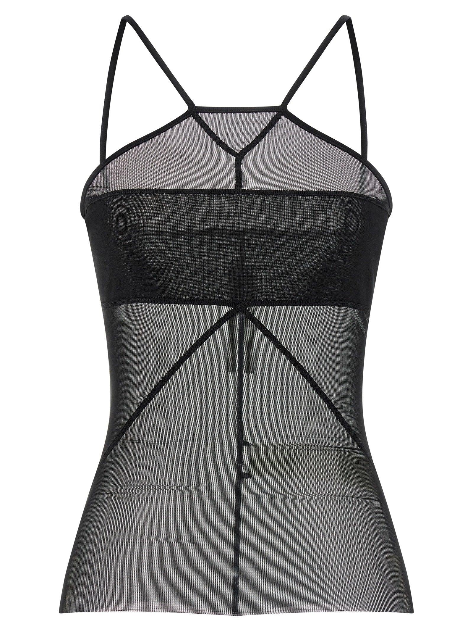 Rick Owens svart nylon ermeløs T-skjorte
