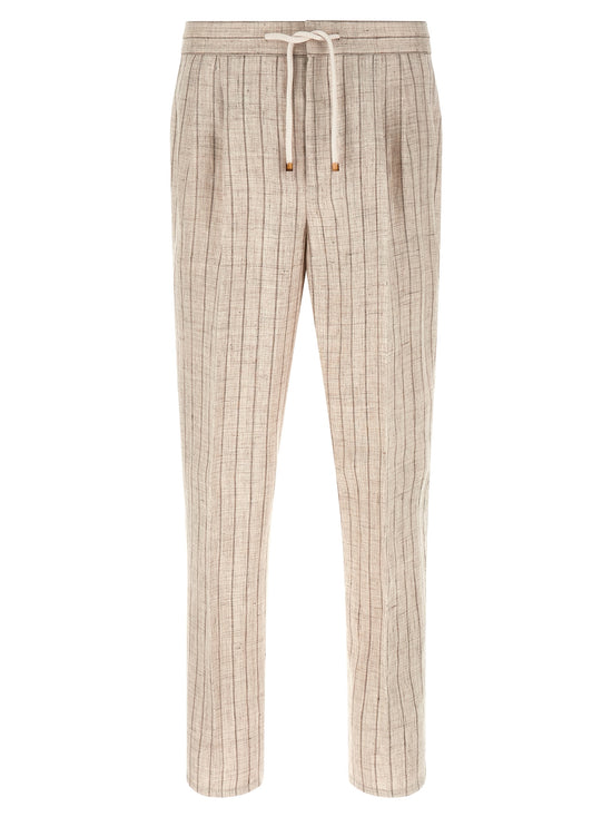 Brunello Cucinelli Beige Linen Casual Pants