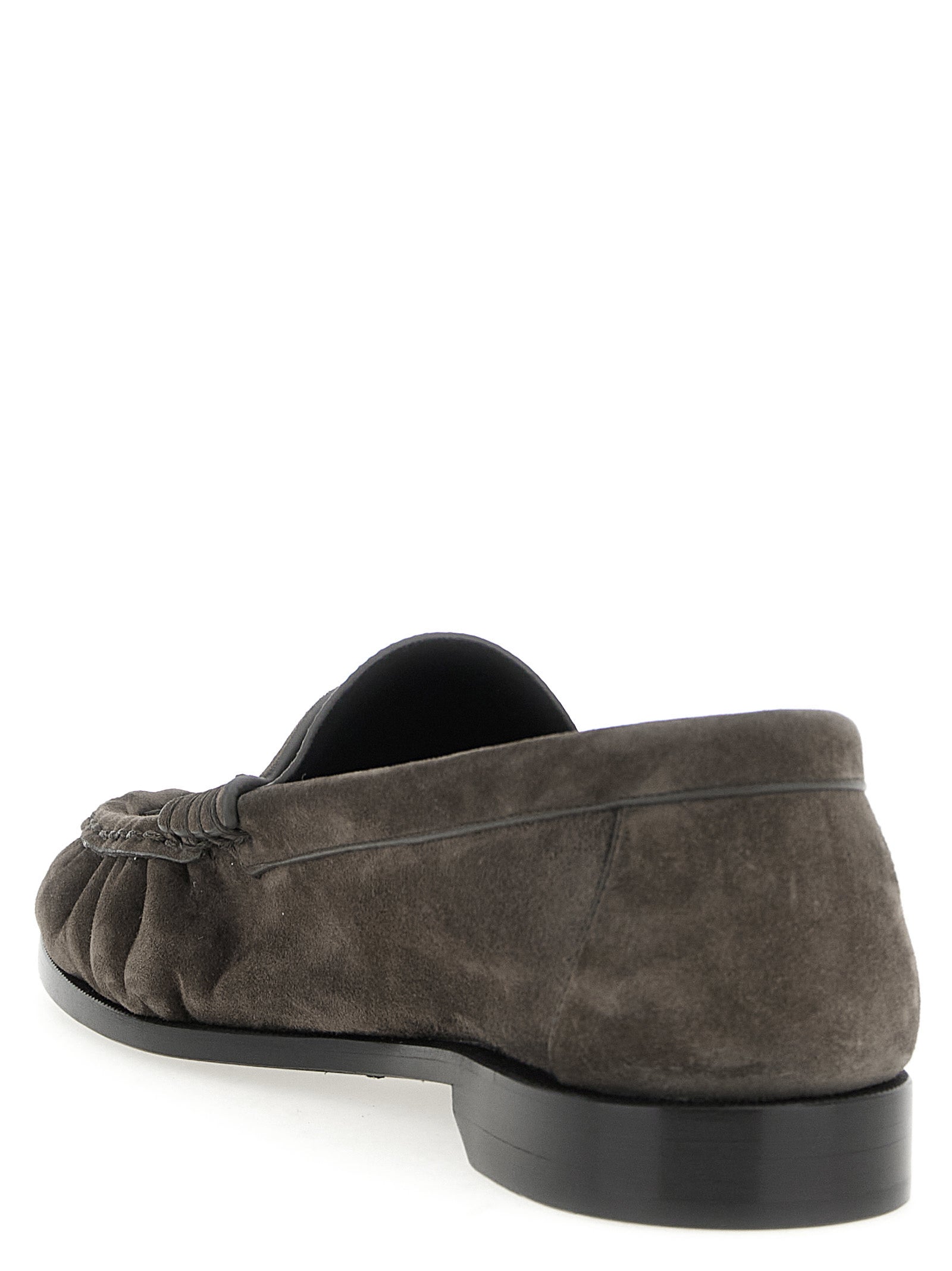 Saint Laurent Brown Calfskin Slip-On Loafers